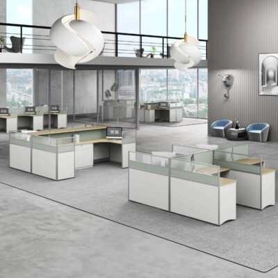U25A Modular Office Workstation Partition Desk - Oxidized Silver scene 1 - Ergovari