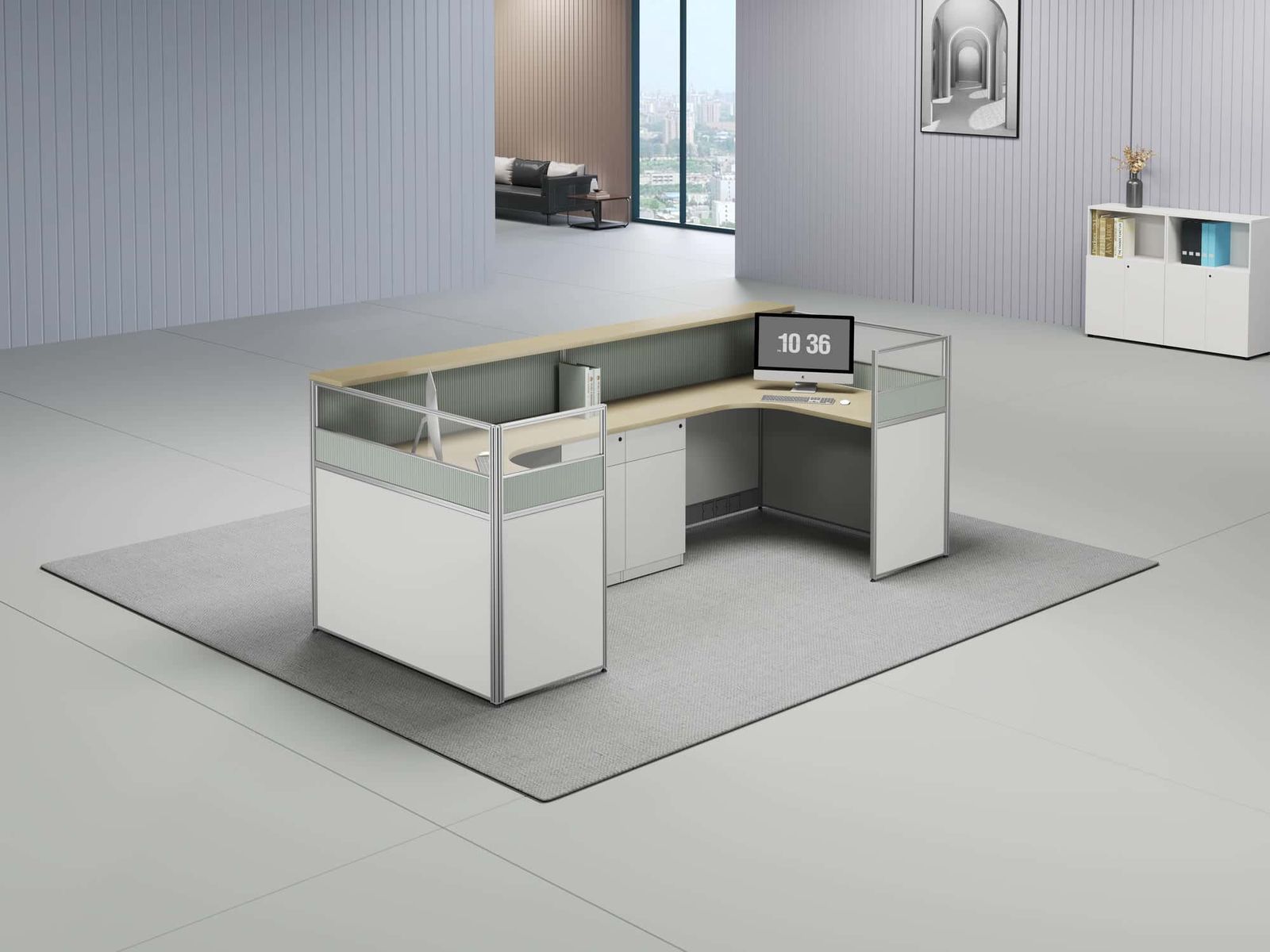U25A Modular Office Workstation Partition Desk - Oxidized Silver scene 4 - Ergovari