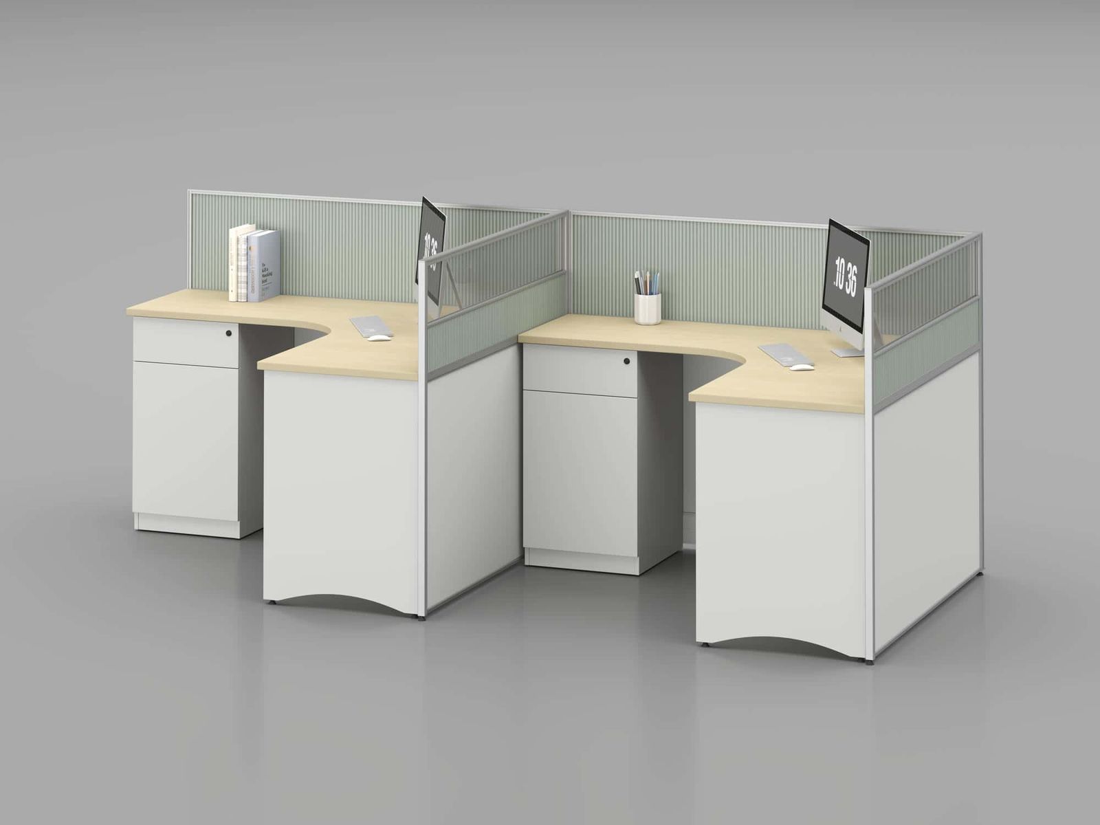 U25A Modular Office Workstation Partition Desk - Oxidized Silver whitebg 9 - Ergovari