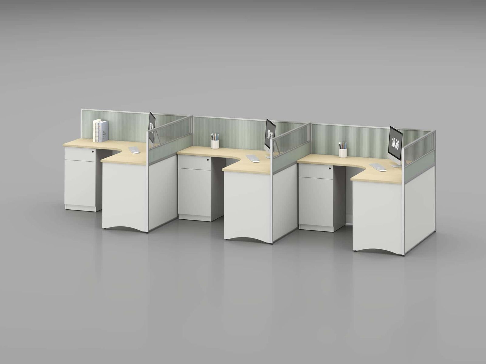 U25A Modular Office Workstation Partition Desk - Oxidized Silver whitebg 10 - Ergovari