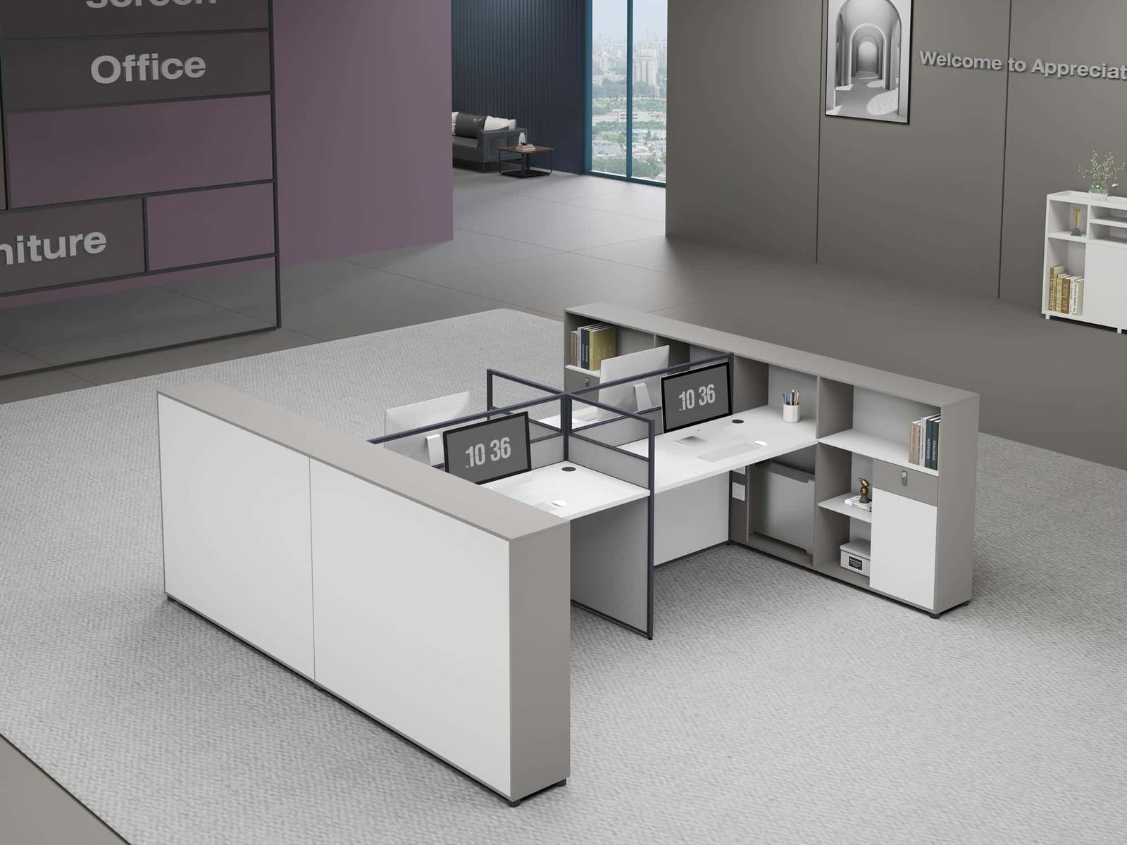 U25B-1514 Modular Office Workstation Partition Desk scene 2