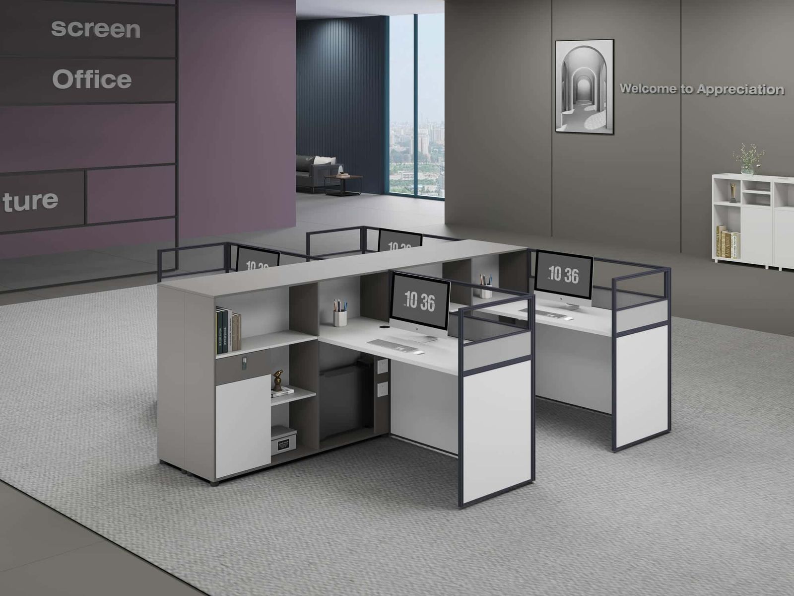 U25B-1514 Modular Office Workstation Partition Desk scene 3