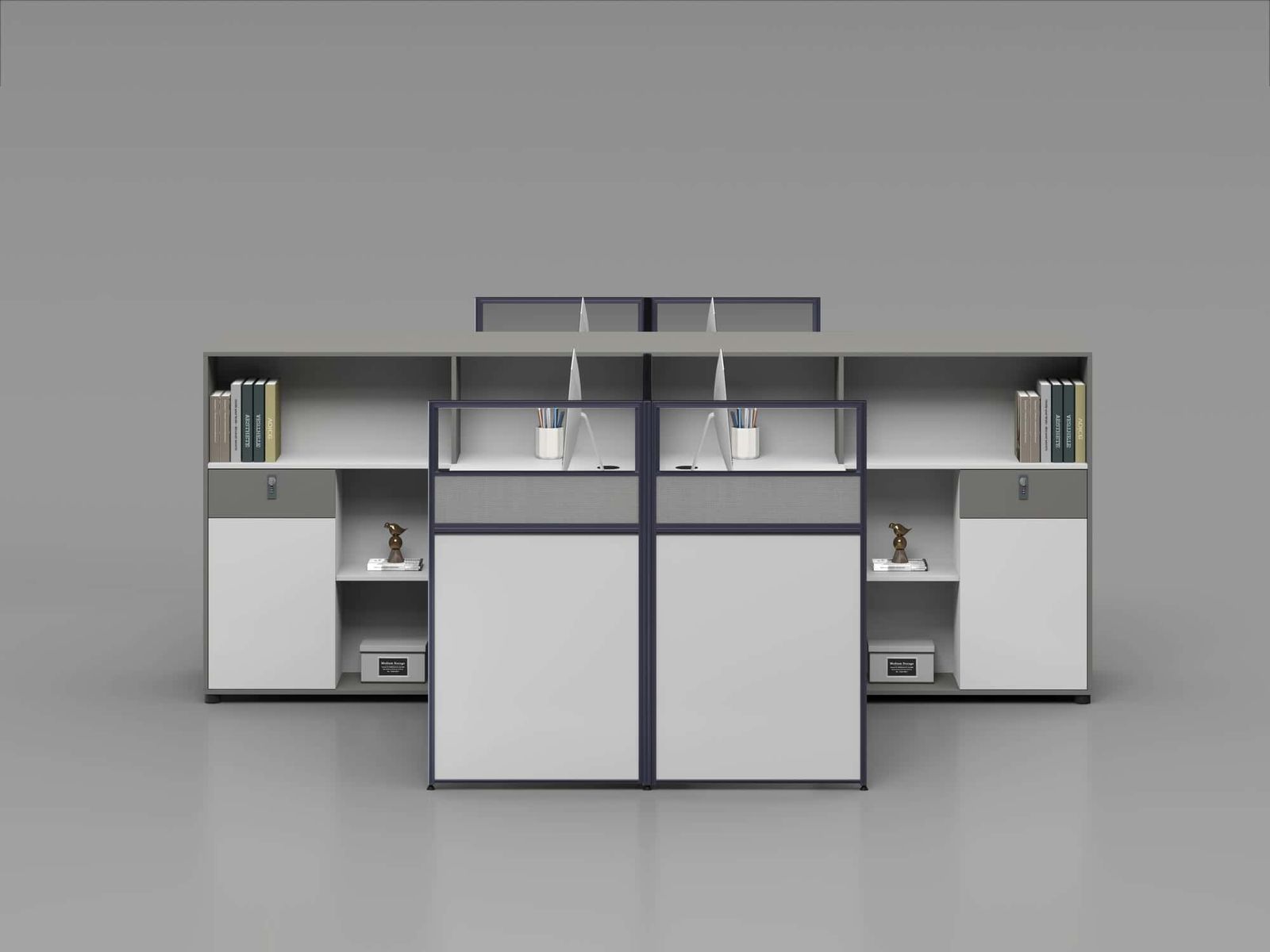 U25B-1514 Modular Office Workstation Partition Desk - Dark Asphalt whitebg 2 - Ergovari