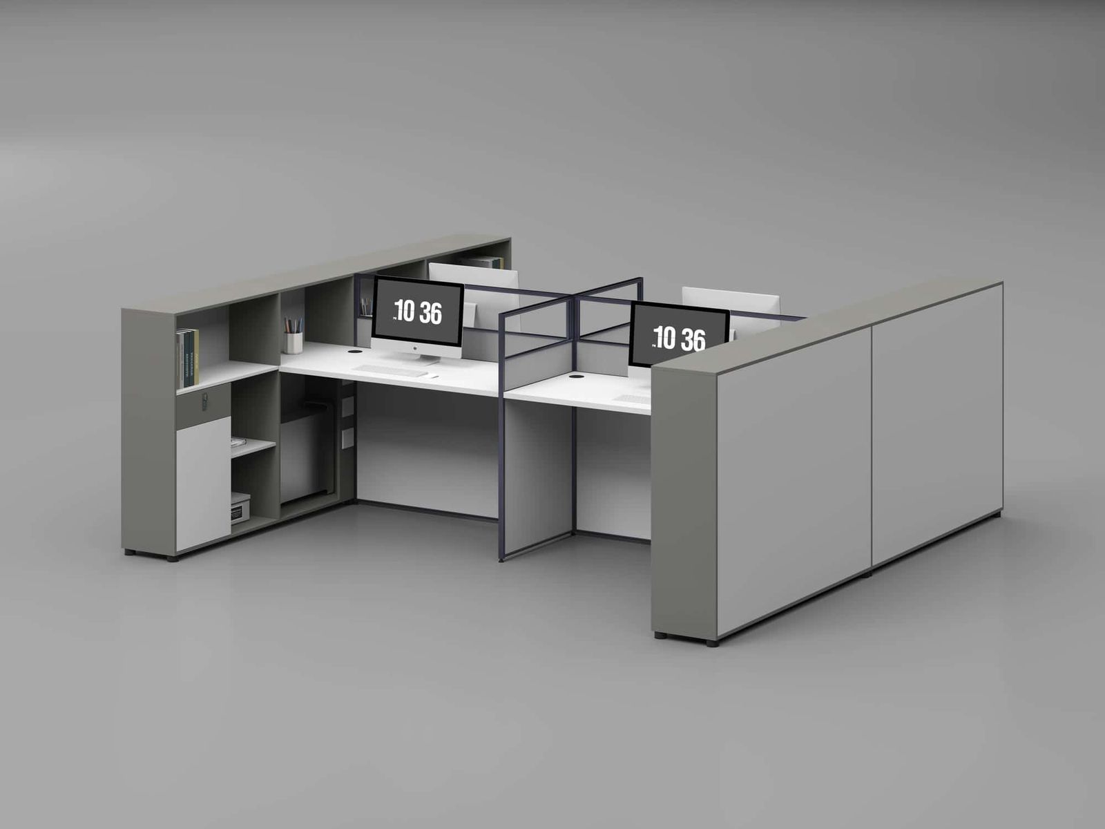 U25B-1514 Modular Office Workstation Partition Desk - Dark Asphalt whitebg 3 - Ergovari