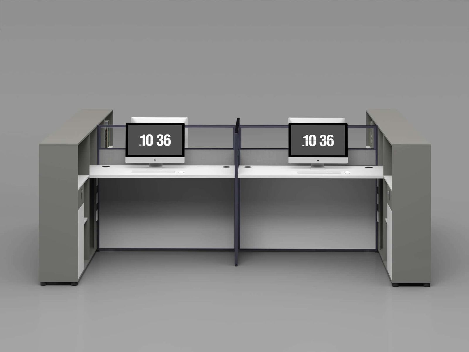 U25B-1514 Modular Office Workstation Partition Desk - Dark Asphalt whitebg 4 - Ergovari
