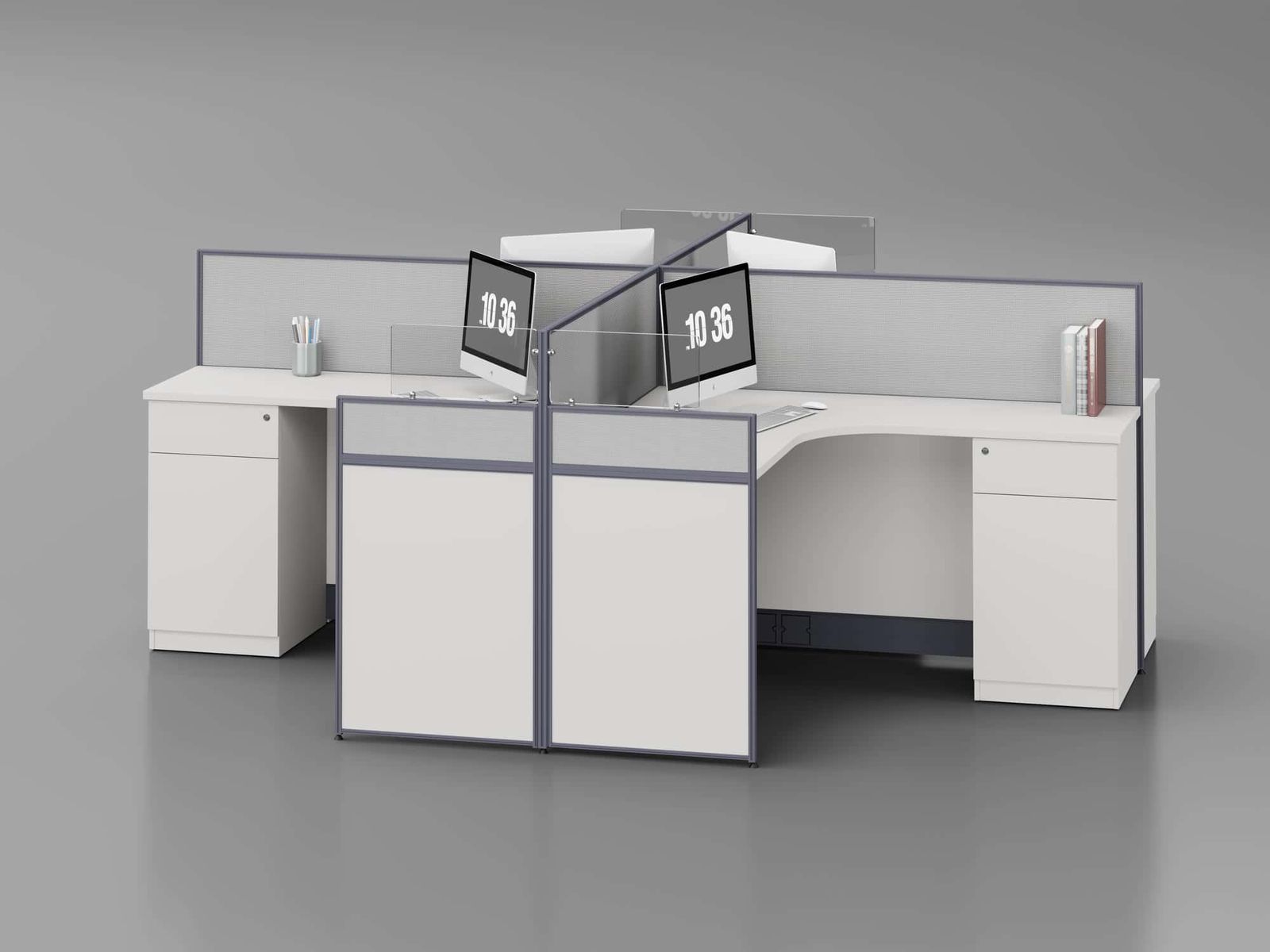 U25B-2412 Modular Office Workstation Partition Desk - Dark Asphalt whitebg 10 - Ergovari