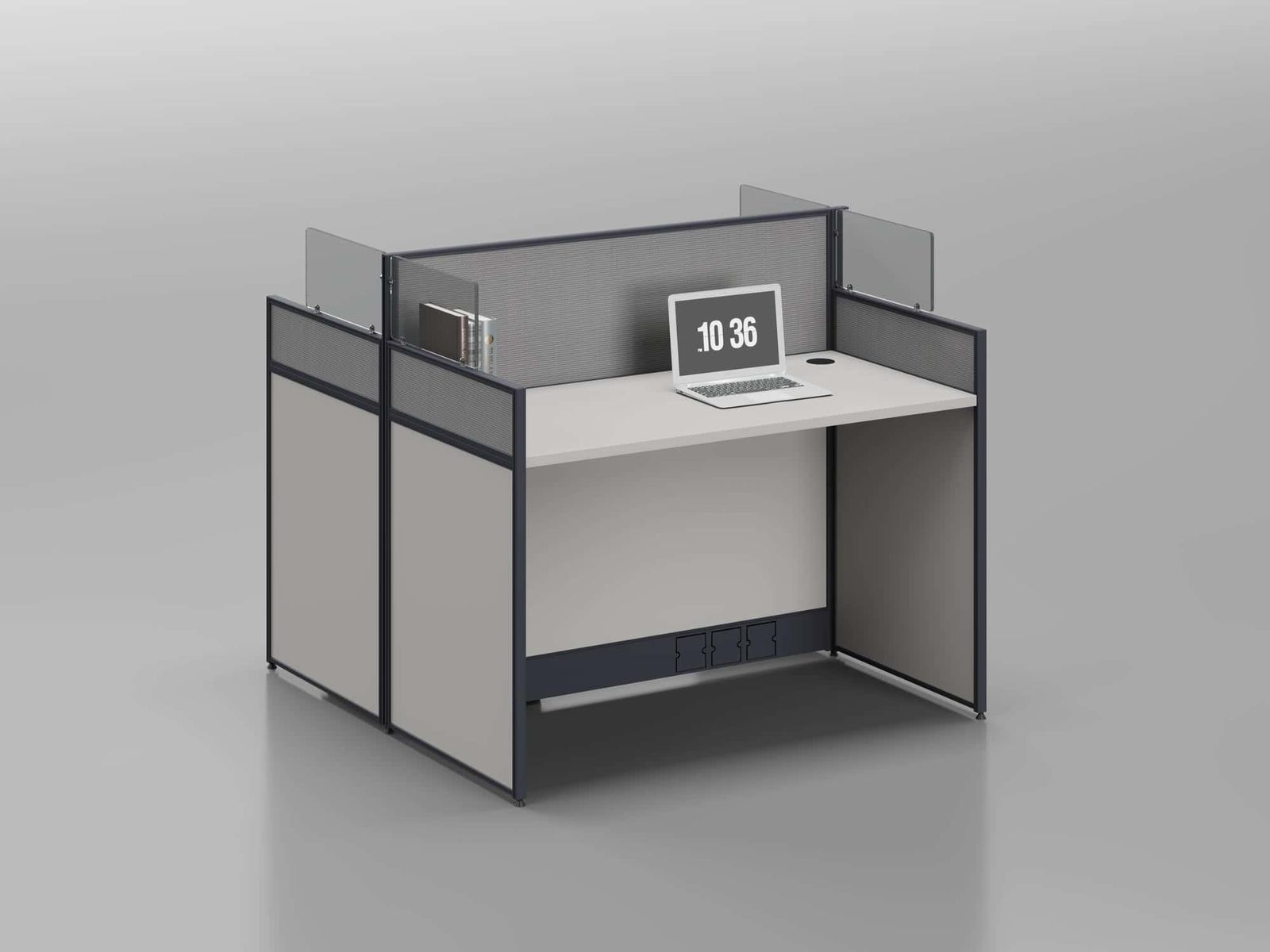 U25B-2412 Modular Office Workstation Partition Desk - Dark Asphalt whitebg 18 - Ergovari
