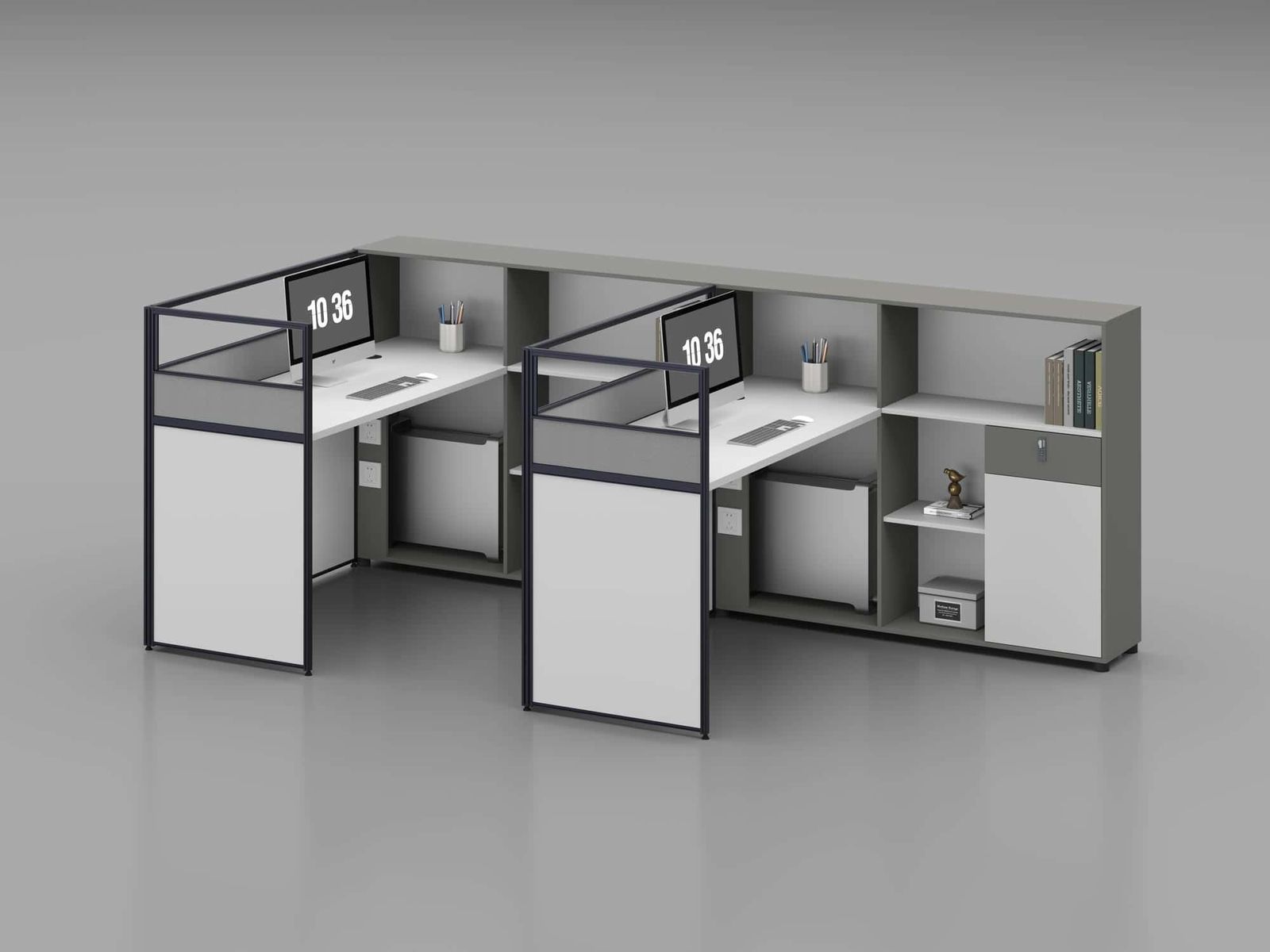 U25B-F1 Modular Office Workstation Partition Desk - Dark Asphalt whitebg 3 - Ergovari