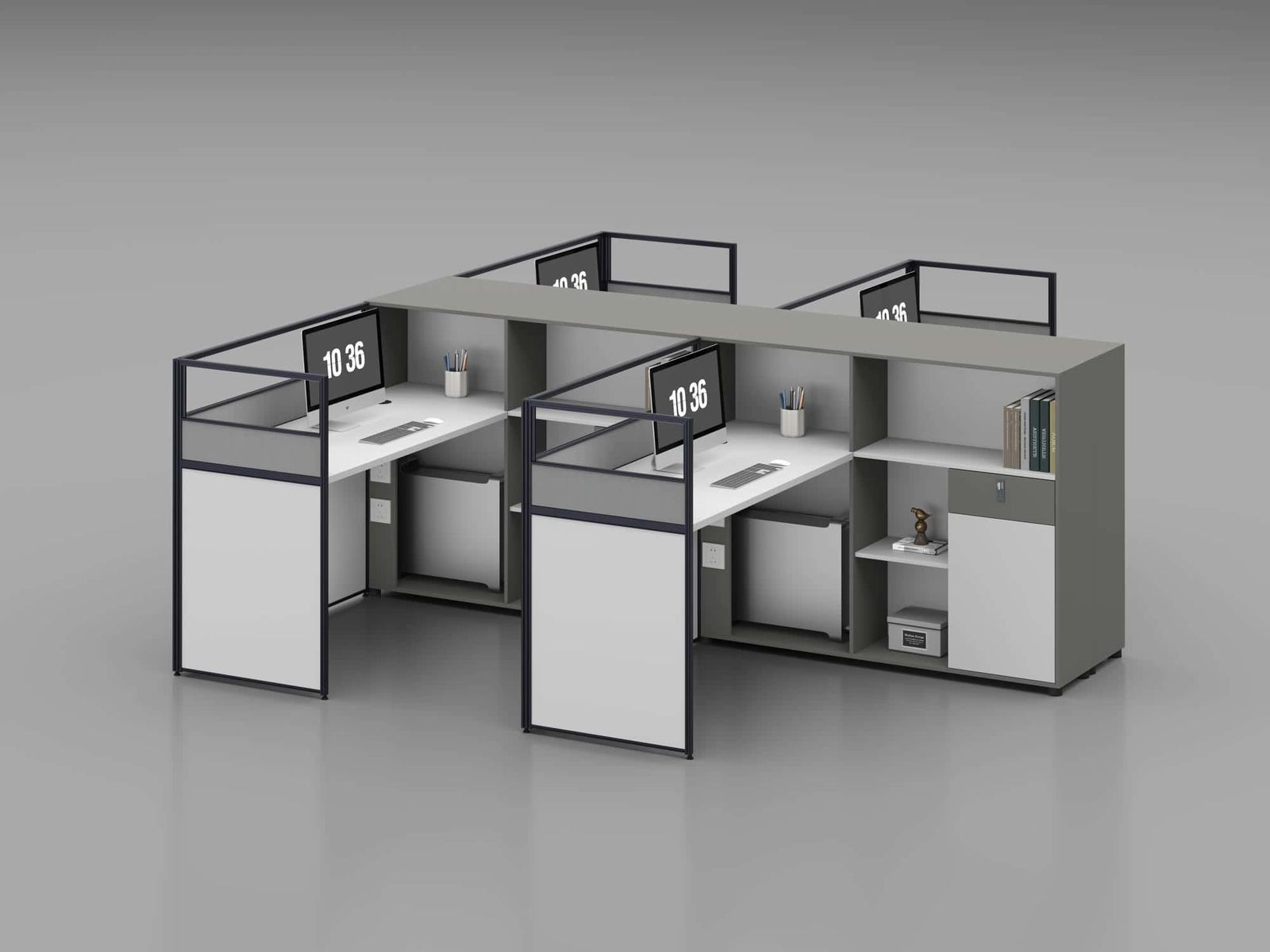 U25B-T2 Modular Office Workstation Partition Desk - Dark Asphalt whitebg 2 - Ergovari