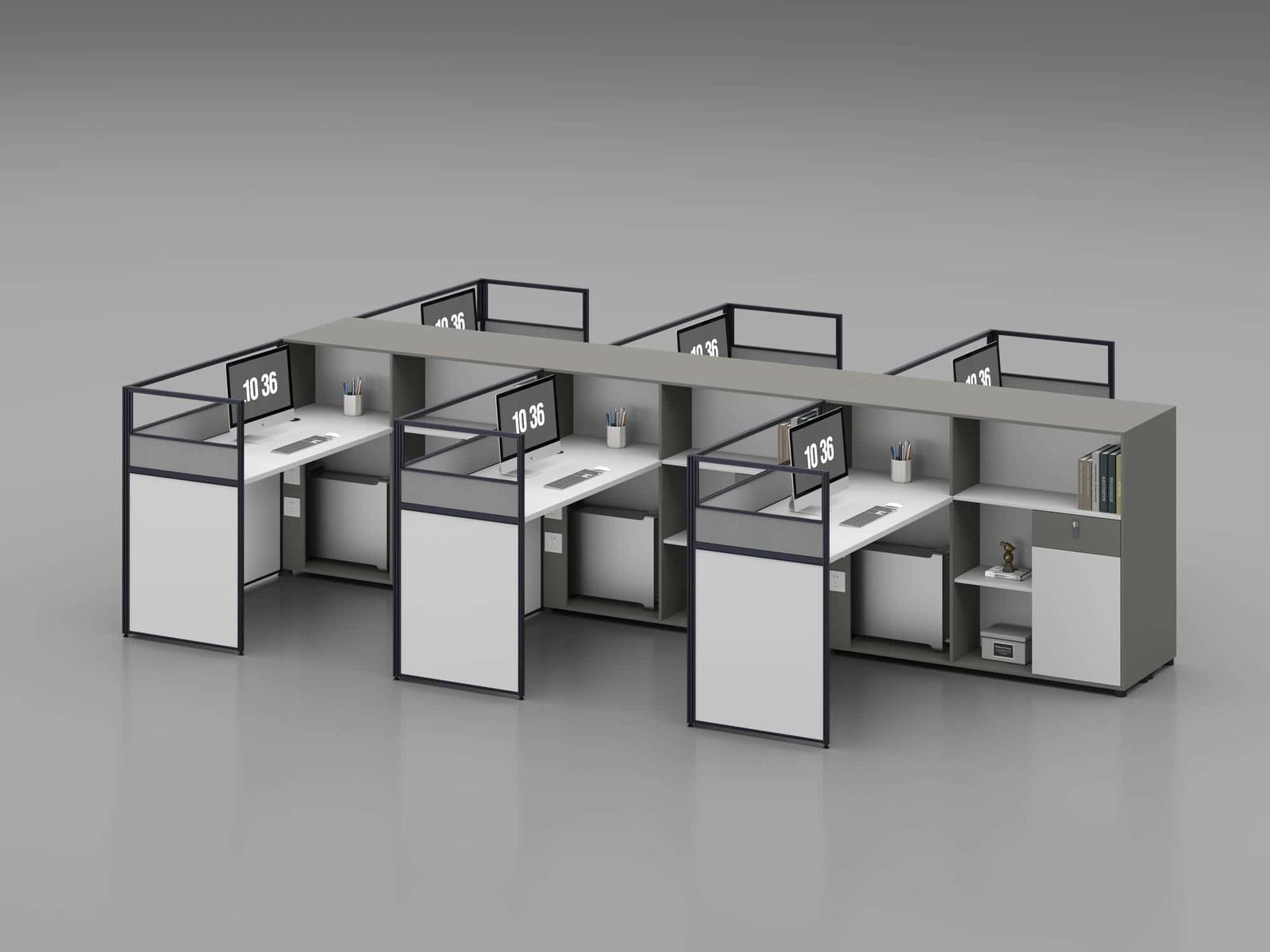 U25B-T2 Modular Office Workstation Partition Desk - Dark Asphalt whitebg 3 - Ergovari