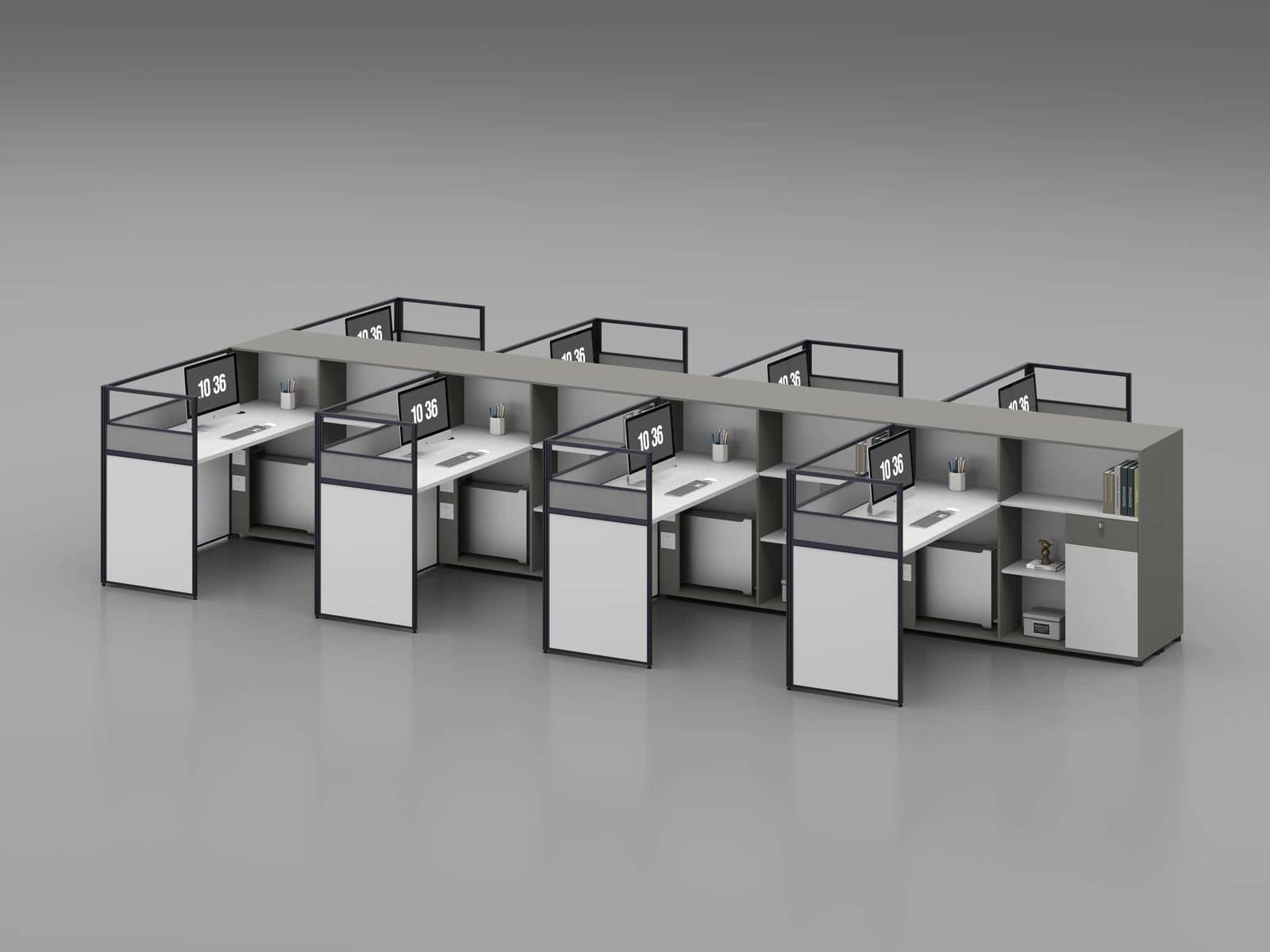 U25B-T2 Modular Office Workstation Partition Desk - Dark Asphalt whitebg 4 - Ergovari