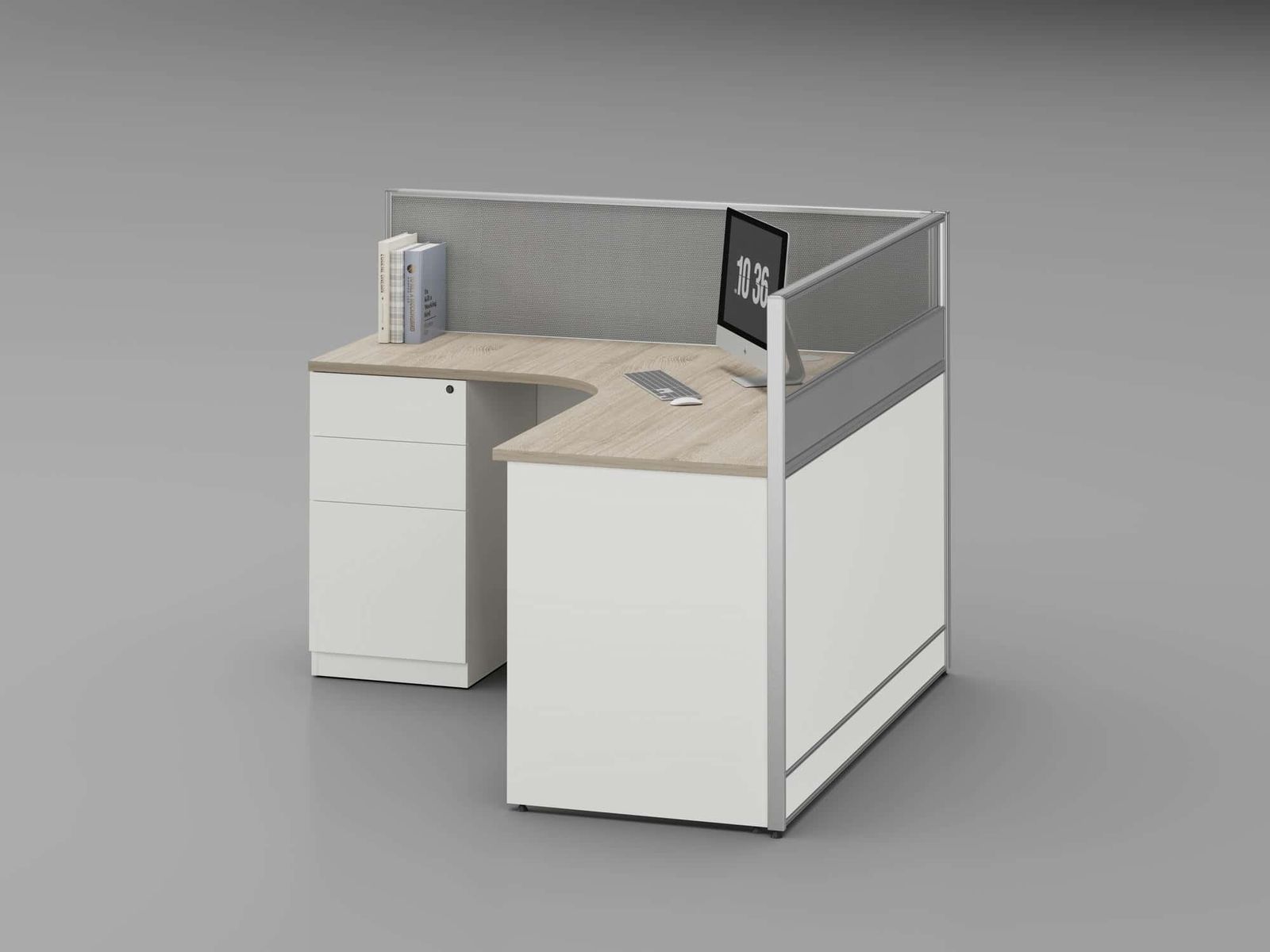 U35A-2814A Modular Office Workstation Partition Desk - Oxidized Silver whitebg 1 - Ergovari