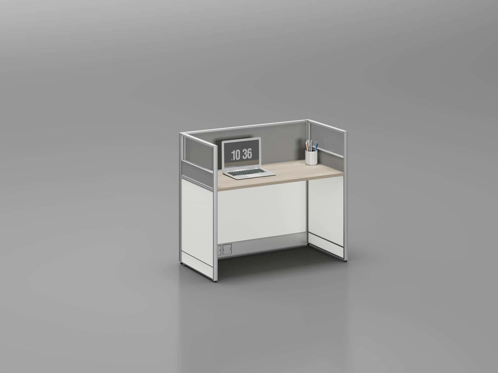U35A-2814A Modular Office Workstation Partition Desk - Oxidized Silver whitebg 10 - Ergovari