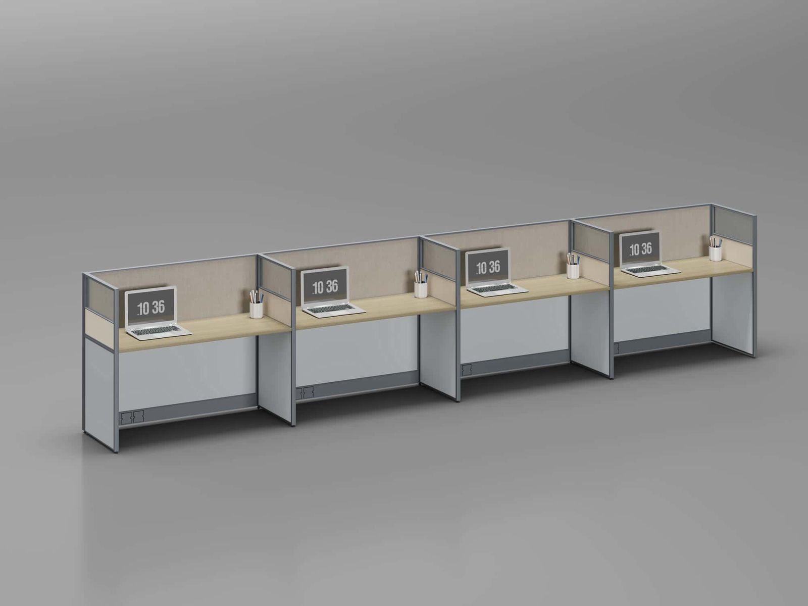 U35C-2814A Modular Office Workstation Partition Desk - Dark Asphalt whitebg 15 - Ergovari