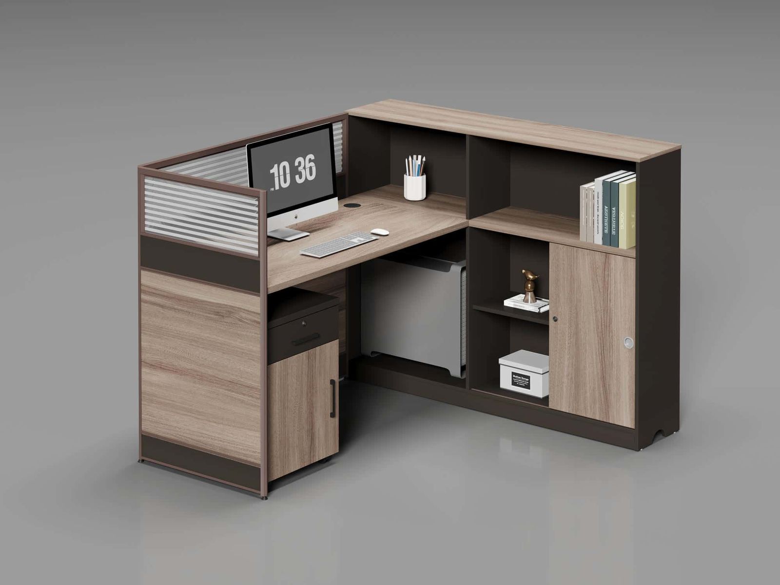 V20-1514 Modular Office Workstation Partition Desk whitebg 1 - Ergovari
