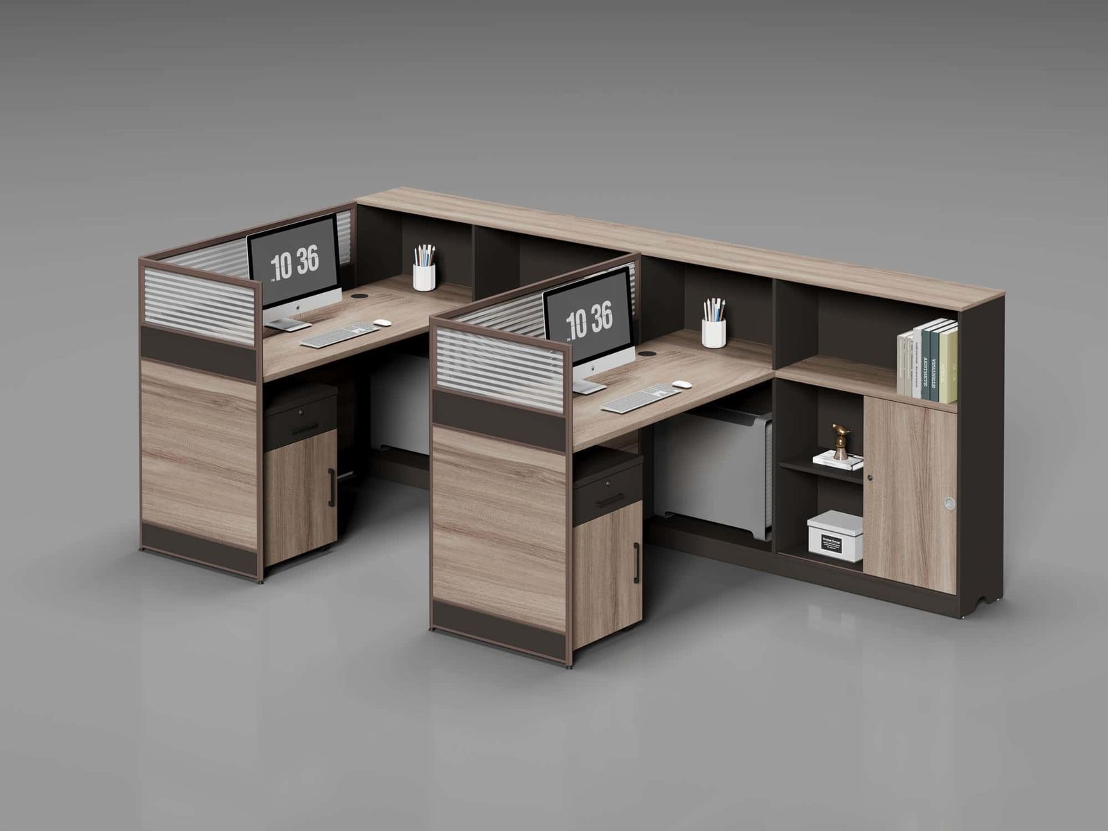 V20-1514 Modular Office Workstation Partition Desk whitebg 2 - Ergovari