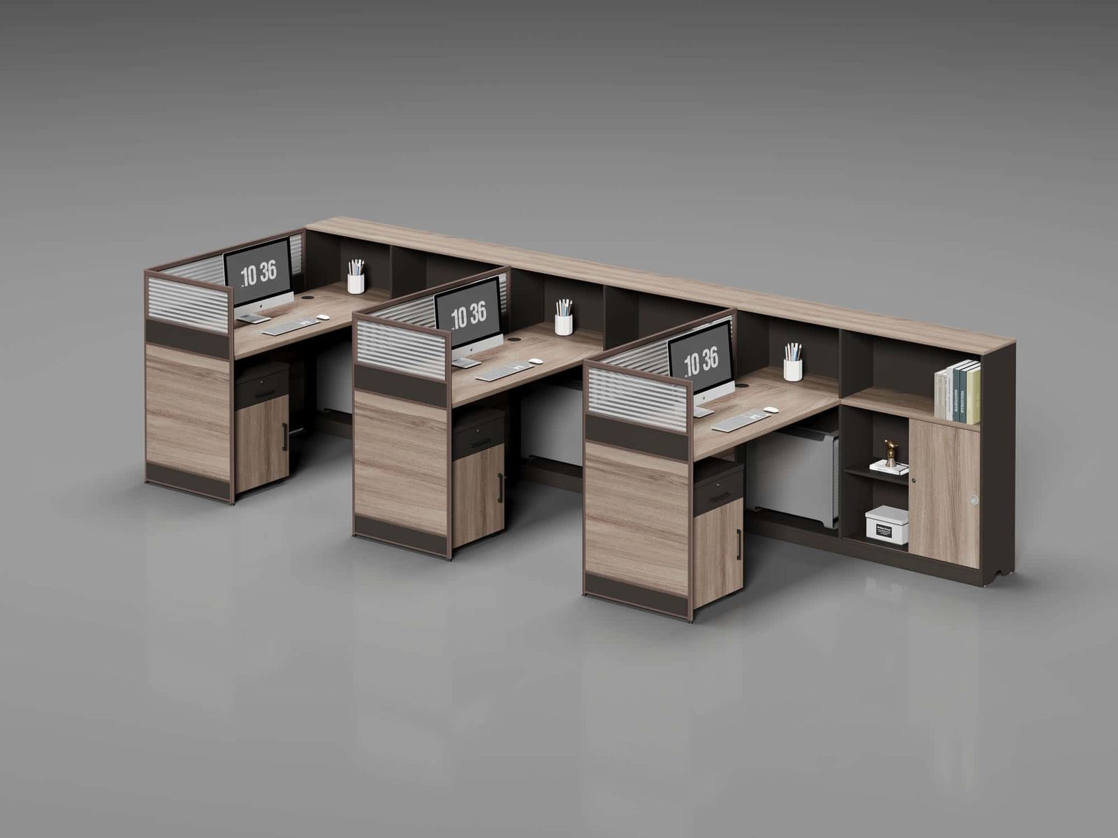 V20-1514 Modular Office Workstation Partition Desk whitebg 3 - Ergovari