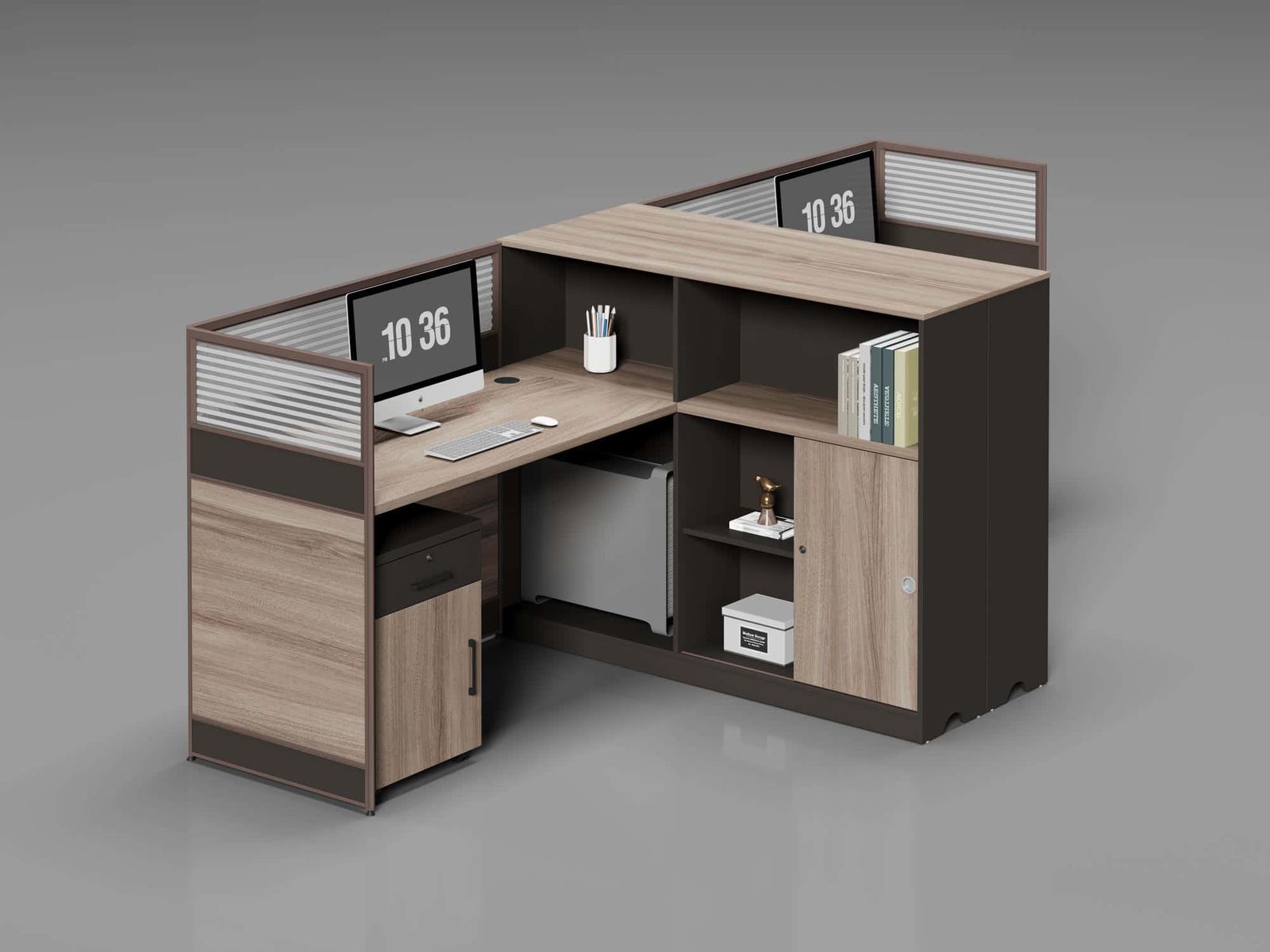 V20-1514 Modular Office Workstation Partition Desk whitebg 5 - Ergovari