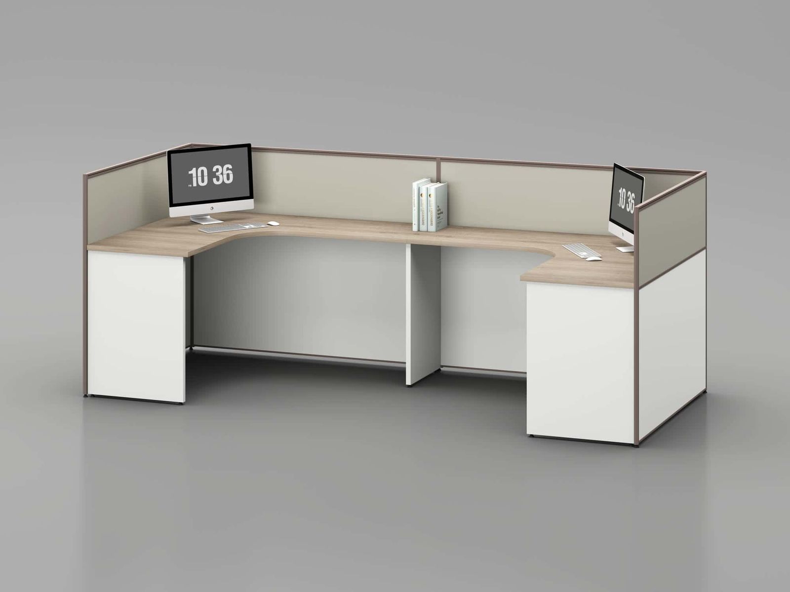 V20-2428 Modular Office Workstation Partition Desk - Curved Desk F gallery - Ergovari