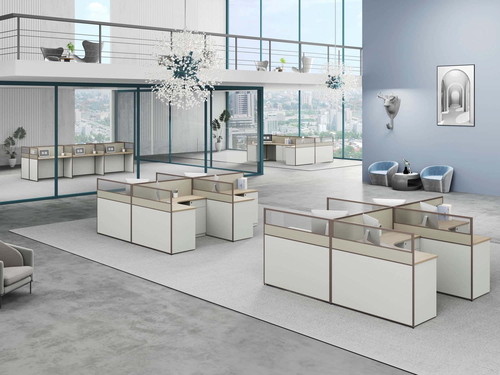 V20-2428 Modular Office Workstation Partition Desk - Straight Desk Inline scene 4
